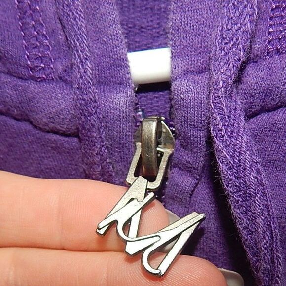 MILEY CYRUS MAX AZRIA women's large purple full zip hooded jacket with pockets - Picture 4 of 11